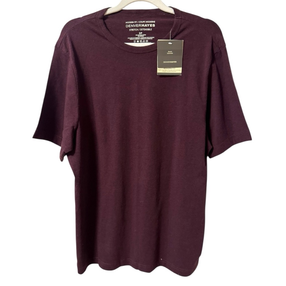 Denver Hayes Men’s Modern Fit T Shirt Small Tee Stretch Burgundy